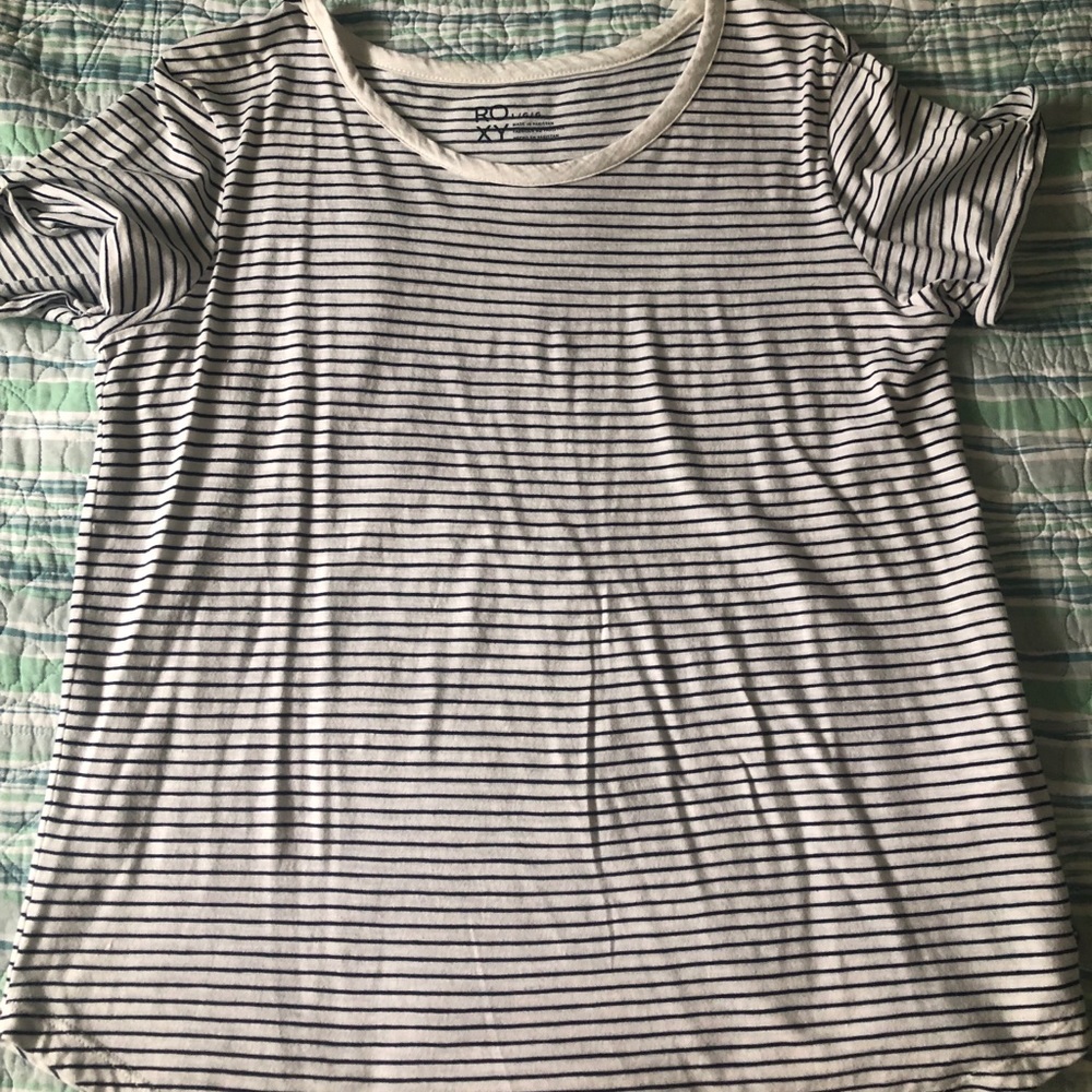 Roxy navy blue and white striped top
